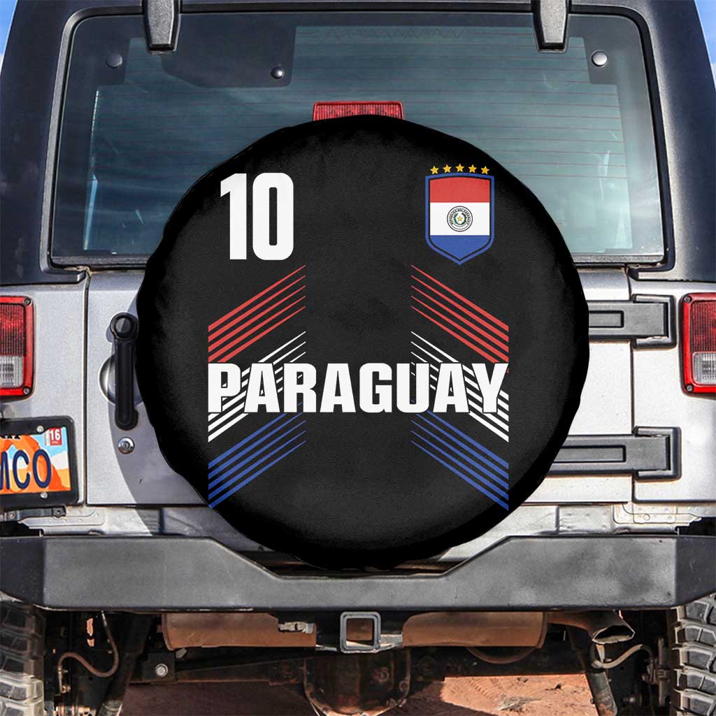 Paraguay Soccer Sports Graphic Number 10 Jersey Style Spare Tire Cover Proud Paraguayan Football Fans Game Day Pride TS02 No hole Black Print Your Wear