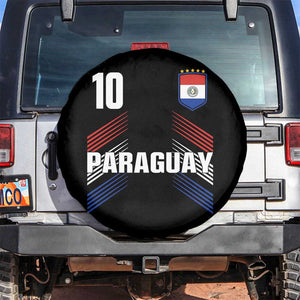 Paraguay Soccer Sports Graphic Number 10 Jersey Style Spare Tire Cover Proud Paraguayan Football Fans Game Day Pride TS02 No hole Black Print Your Wear