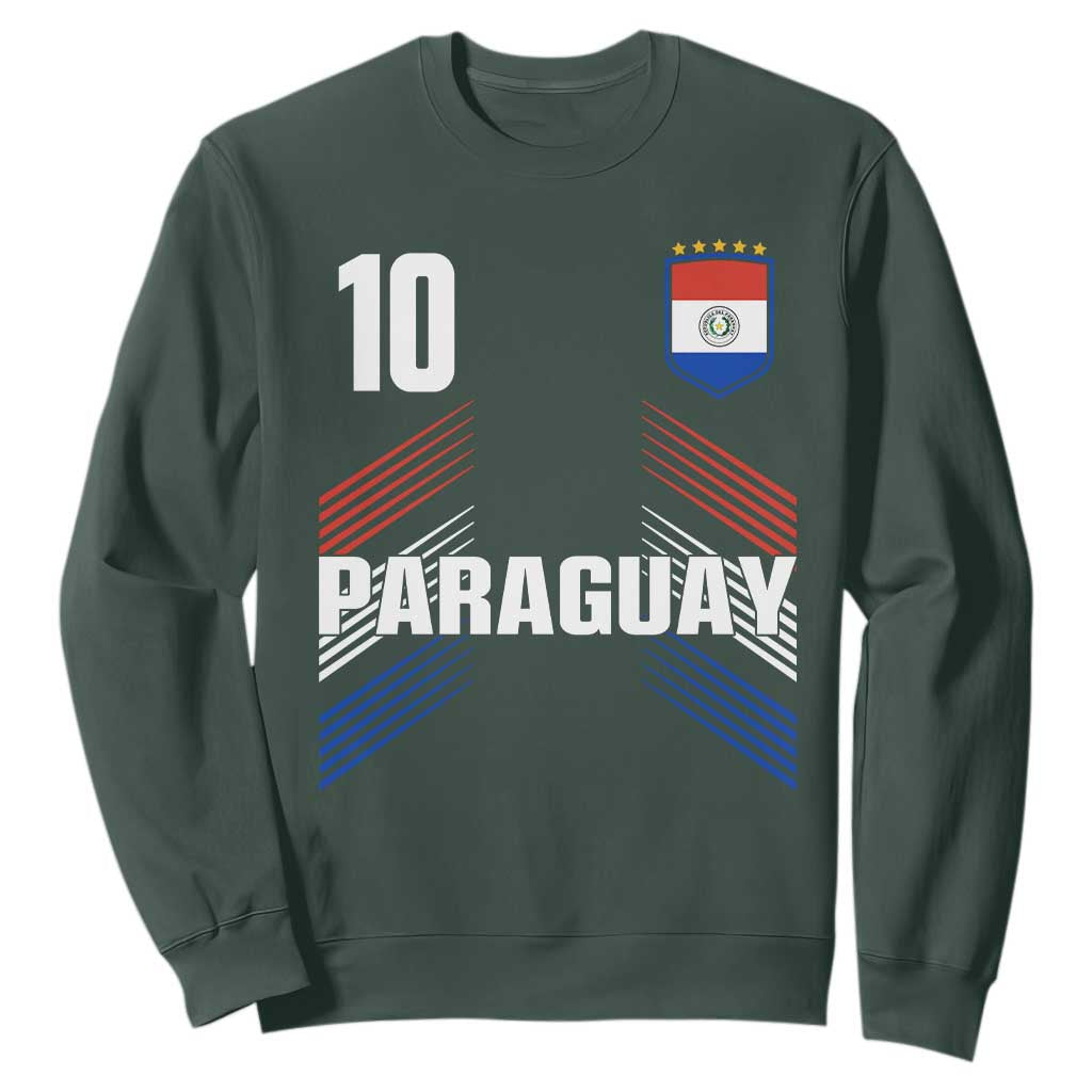 Paraguay Soccer Sports Graphic Number 10 Jersey Style Sweatshirt Proud Paraguayan Football Fans Game Day Pride TS02 Dark Forest Green Print Your Wear