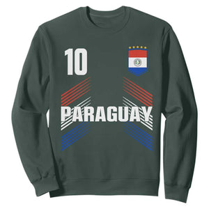Paraguay Soccer Sports Graphic Number 10 Jersey Style Sweatshirt Proud Paraguayan Football Fans Game Day Pride TS02 Dark Forest Green Print Your Wear