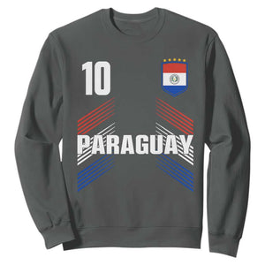 Paraguay Soccer Sports Graphic Number 10 Jersey Style Sweatshirt Proud Paraguayan Football Fans Game Day Pride TS02 Dark Heather Print Your Wear