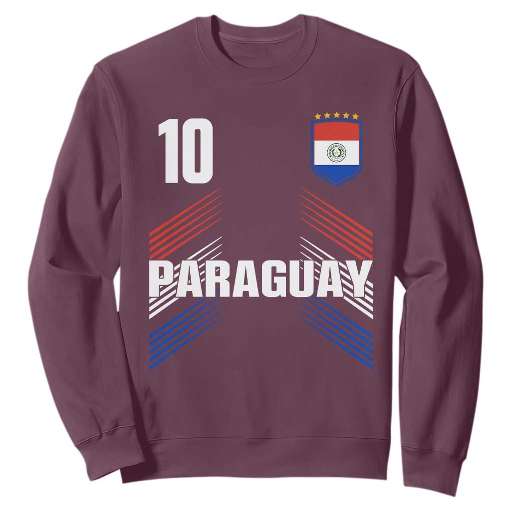 Paraguay Soccer Sports Graphic Number 10 Jersey Style Sweatshirt Proud Paraguayan Football Fans Game Day Pride TS02 Maroon Print Your Wear