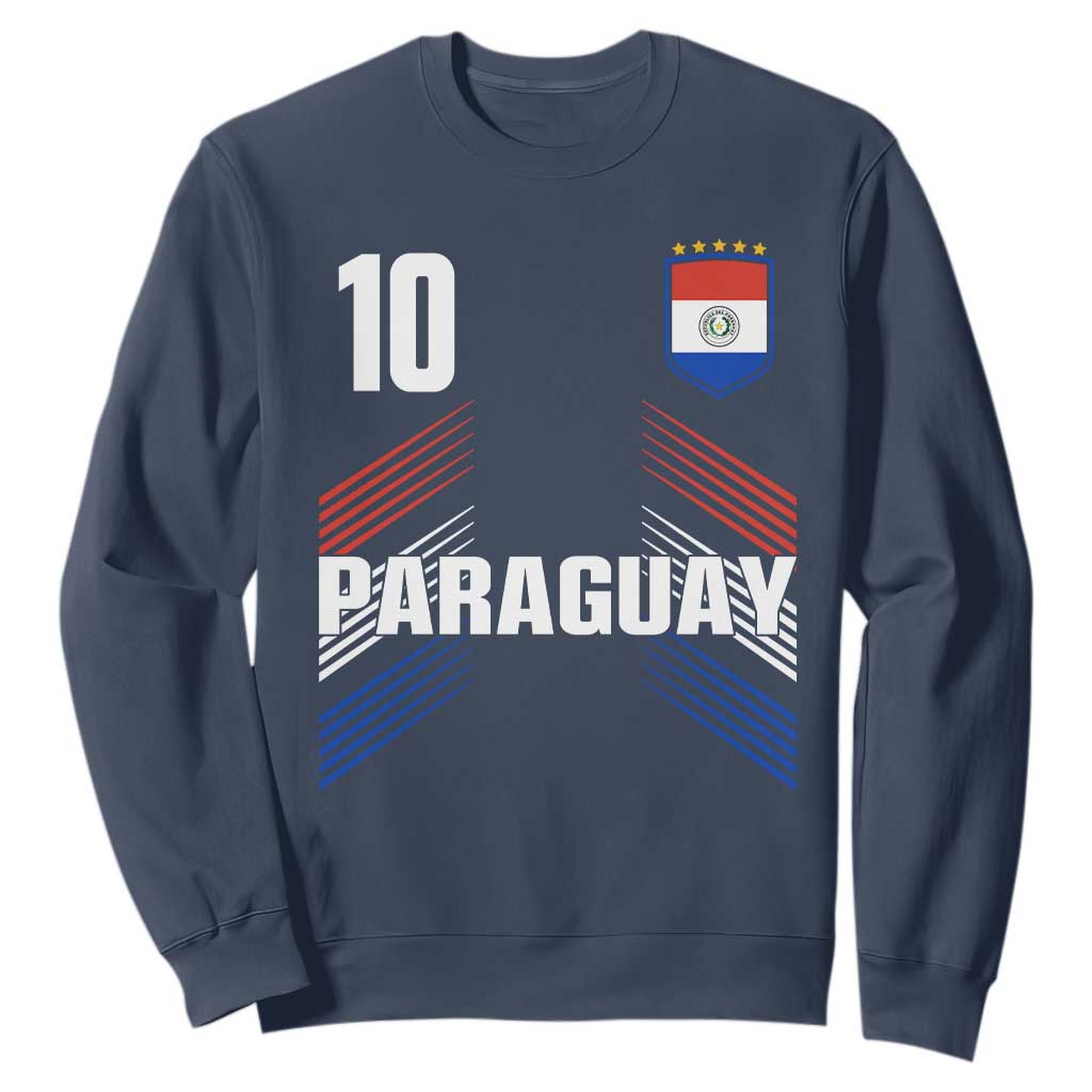 Paraguay Soccer Sports Graphic Number 10 Jersey Style Sweatshirt Proud Paraguayan Football Fans Game Day Pride TS02 Navy Print Your Wear
