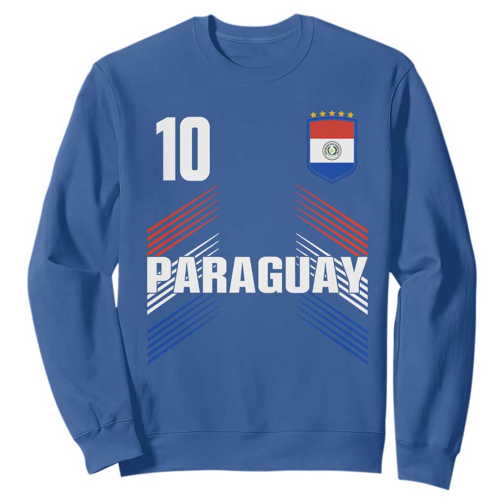 Paraguay Soccer Sports Graphic Number 10 Jersey Style Sweatshirt Proud Paraguayan Football Fans Game Day Pride TS02 Royal Blue Print Your Wear
