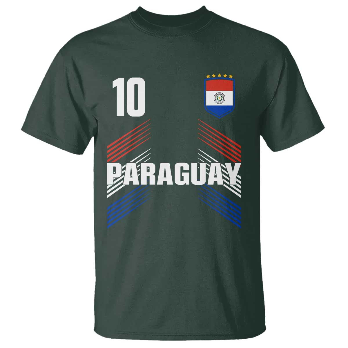 Paraguay Soccer Sports Graphic Number 10 Jersey Style T Shirt Proud Paraguayan Football Fans Game Day Pride TS02 Dark Forest Green Print Your Wear