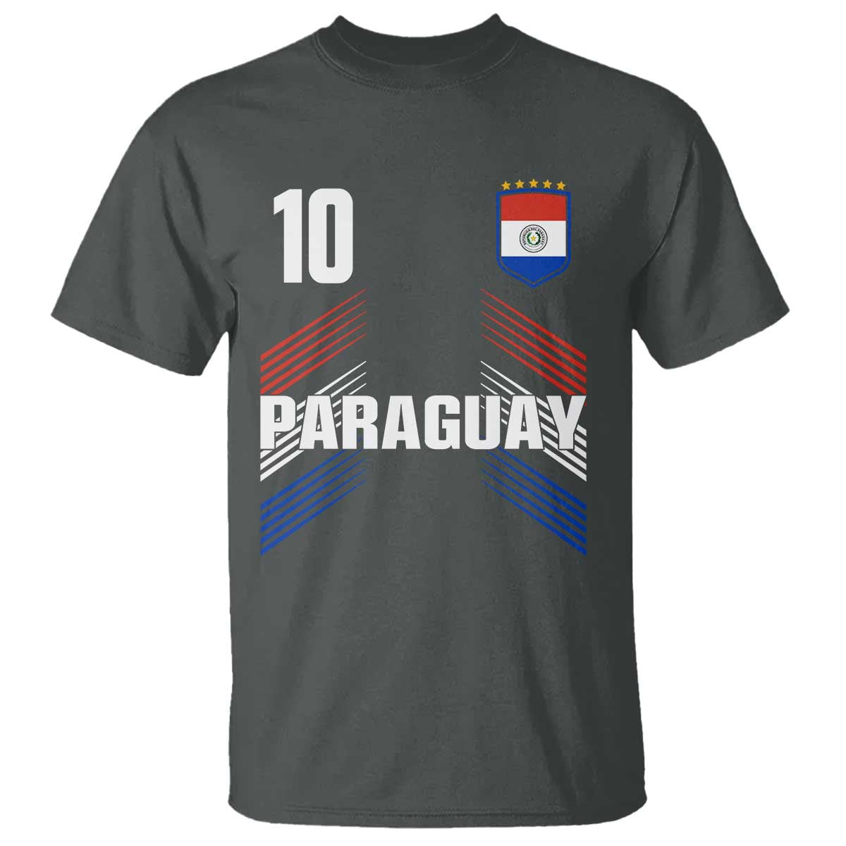 Paraguay Soccer Sports Graphic Number 10 Jersey Style T Shirt Proud Paraguayan Football Fans Game Day Pride TS02 Dark Heather Print Your Wear