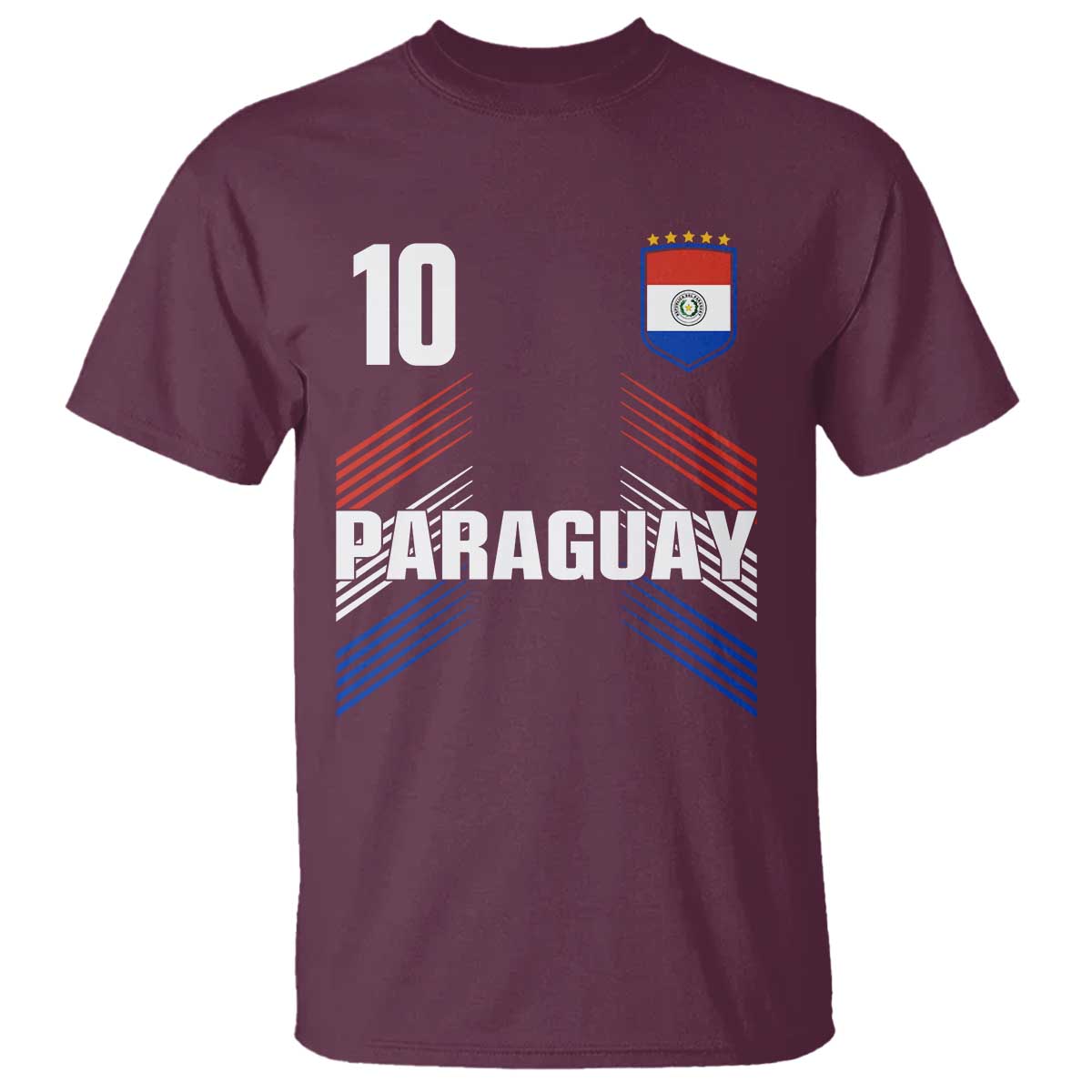 Paraguay Soccer Sports Graphic Number 10 Jersey Style T Shirt Proud Paraguayan Football Fans Game Day Pride TS02 Maroon Print Your Wear