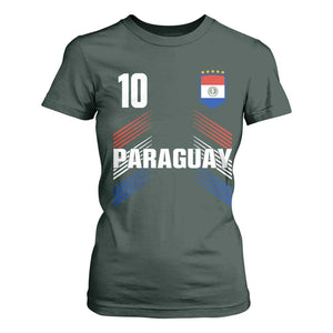 Paraguay Soccer Sports Graphic Number 10 Jersey Style T Shirt For Women Proud Paraguayan Football Fans Game Day Pride TS02 Dark Forest Green Print Your Wear
