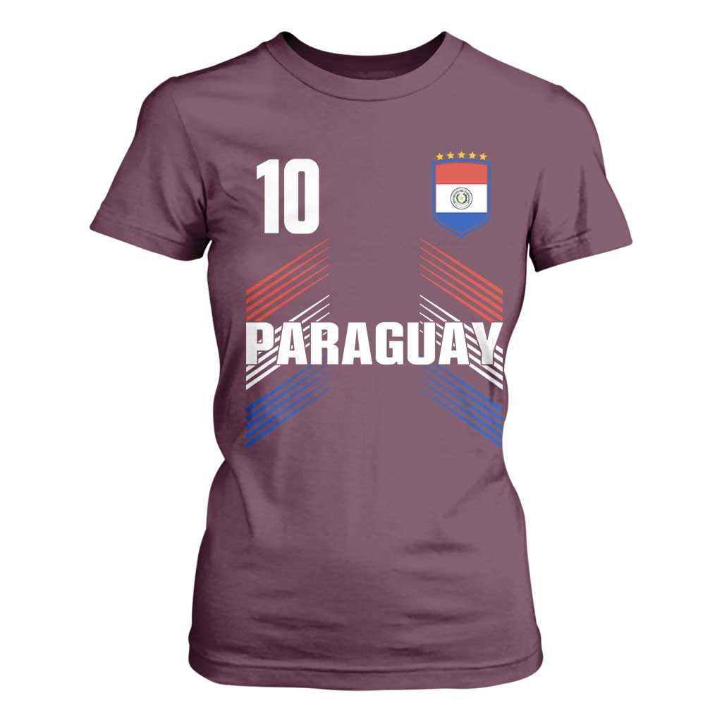 Paraguay Soccer Sports Graphic Number 10 Jersey Style T Shirt For Women Proud Paraguayan Football Fans Game Day Pride TS02 Maroon Print Your Wear
