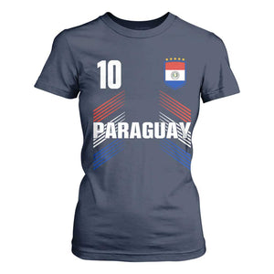 Paraguay Soccer Sports Graphic Number 10 Jersey Style T Shirt For Women Proud Paraguayan Football Fans Game Day Pride TS02 Navy Print Your Wear