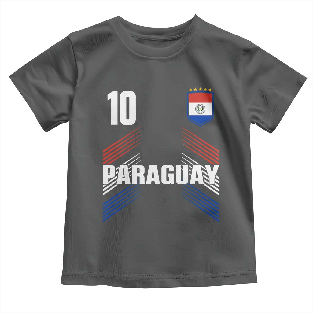 Paraguay Soccer Sports Graphic Number 10 Jersey Style Toddler T Shirt Proud Paraguayan Football Fans Game Day Pride TS02 Dark Heather Print Your Wear
