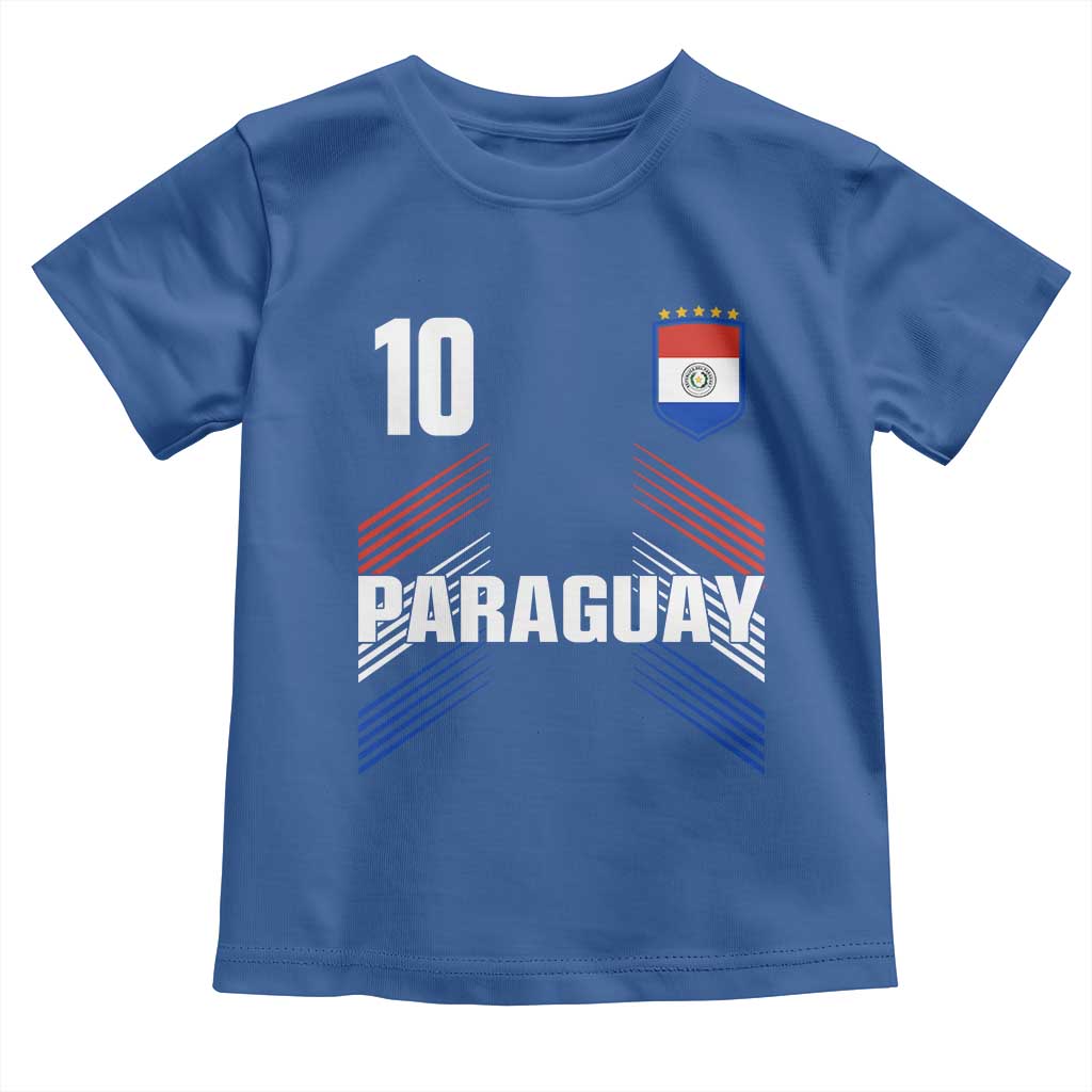 Paraguay Soccer Sports Graphic Number 10 Jersey Style Toddler T Shirt Proud Paraguayan Football Fans Game Day Pride TS02 Royal Blue Print Your Wear