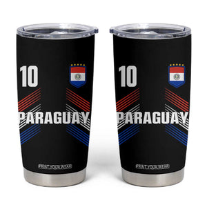 Paraguay Soccer Sports Graphic Number 10 Jersey Style Tumbler Cup Proud Paraguayan Football Fans Game Day Pride TS02 Black Print Your Wear