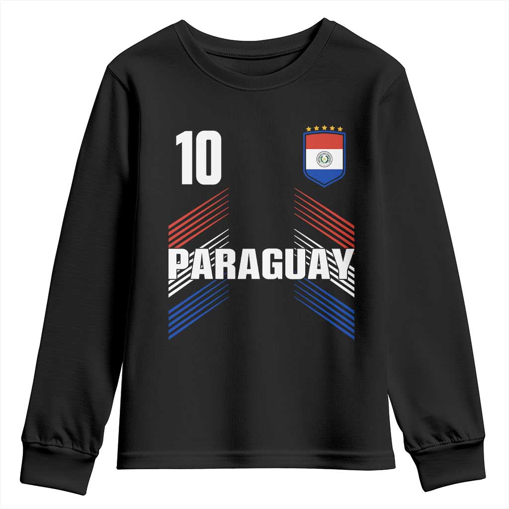 Paraguay Soccer Sports Graphic Number 10 Jersey Style Youth Sweatshirt Proud Paraguayan Football Fans Game Day Pride TS02 Black Print Your Wear