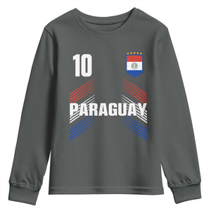 Paraguay Soccer Sports Graphic Number 10 Jersey Style Youth Sweatshirt Proud Paraguayan Football Fans Game Day Pride TS02 Dark Heather Print Your Wear