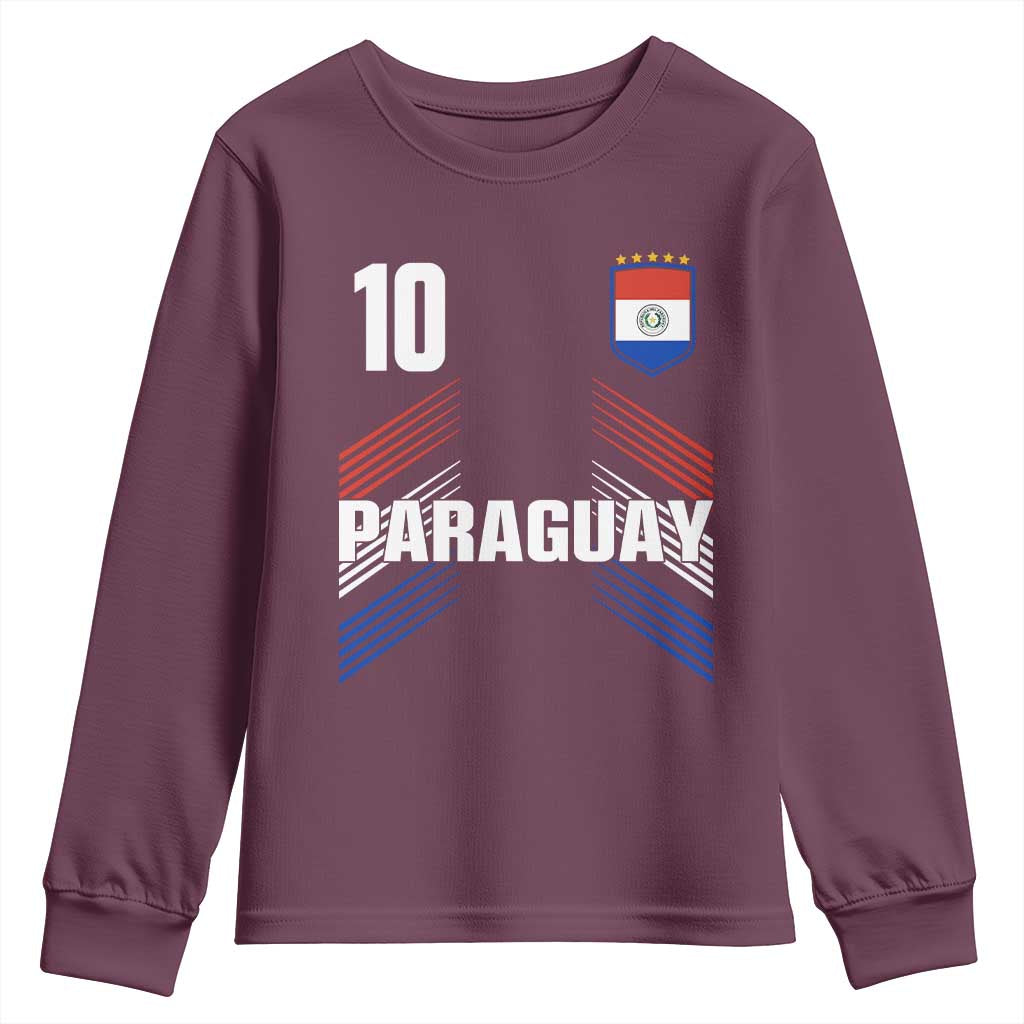 Paraguay Soccer Sports Graphic Number 10 Jersey Style Youth Sweatshirt Proud Paraguayan Football Fans Game Day Pride TS02 Maroon Print Your Wear