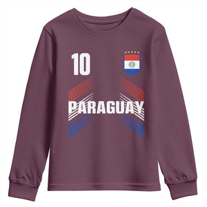 Paraguay Soccer Sports Graphic Number 10 Jersey Style Youth Sweatshirt Proud Paraguayan Football Fans Game Day Pride TS02 Maroon Print Your Wear