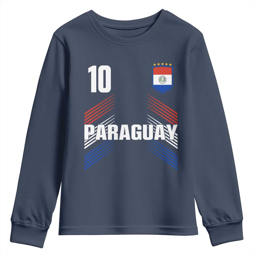 Paraguay Soccer Sports Graphic Number 10 Jersey Style Youth Sweatshirt Proud Paraguayan Football Fans Game Day Pride TS02 Navy Print Your Wear