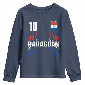 Paraguay Soccer Sports Graphic Number 10 Jersey Style Youth Sweatshirt Proud Paraguayan Football Fans Game Day Pride TS02 Navy Print Your Wear