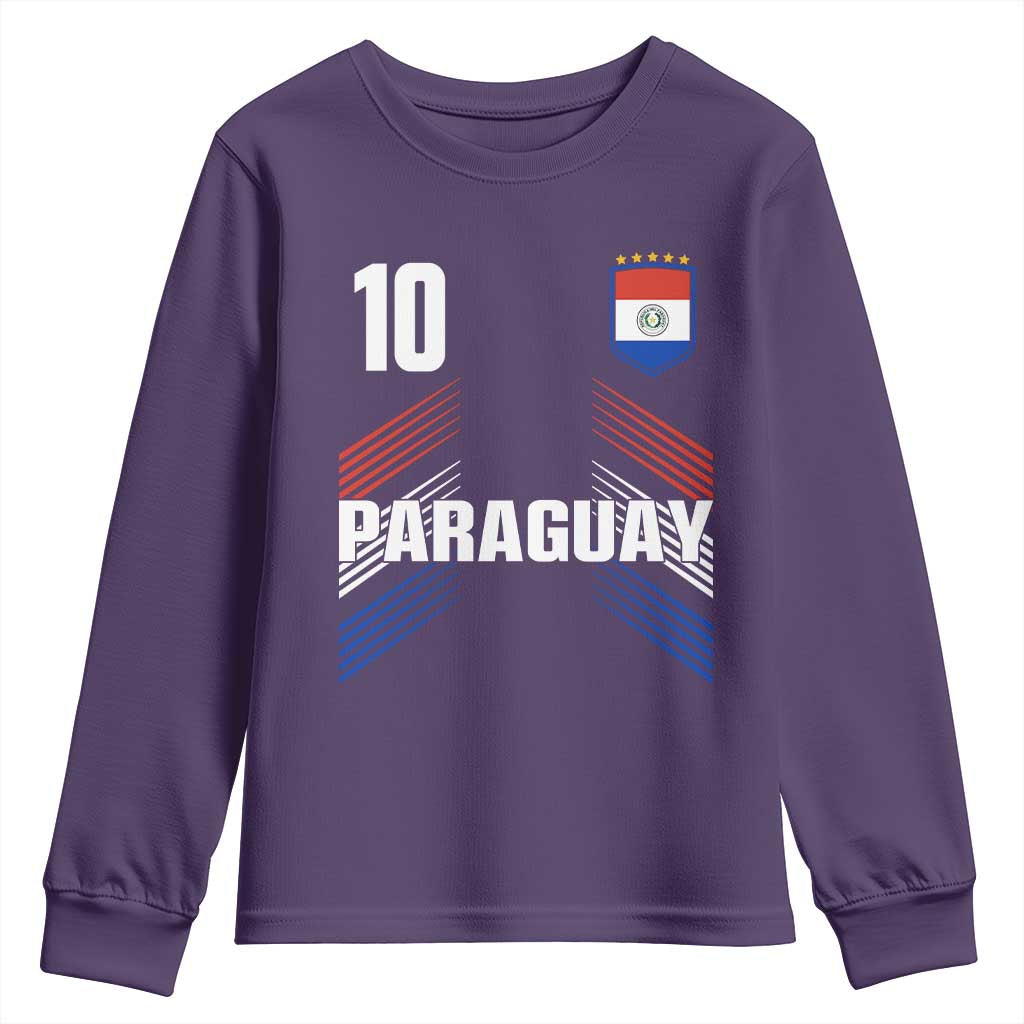 Paraguay Soccer Sports Graphic Number 10 Jersey Style Youth Sweatshirt Proud Paraguayan Football Fans Game Day Pride TS02 Purple Print Your Wear