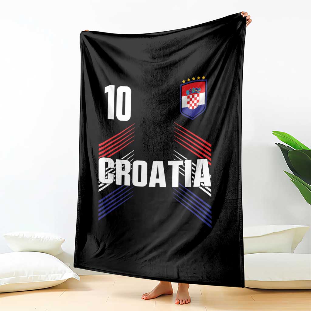 Croatia Soccer Sports Graphic Number 10 Jersey Style Throw Blanket Proud Croatian Football Fans Game Day Pride TS02 Print Your Wear