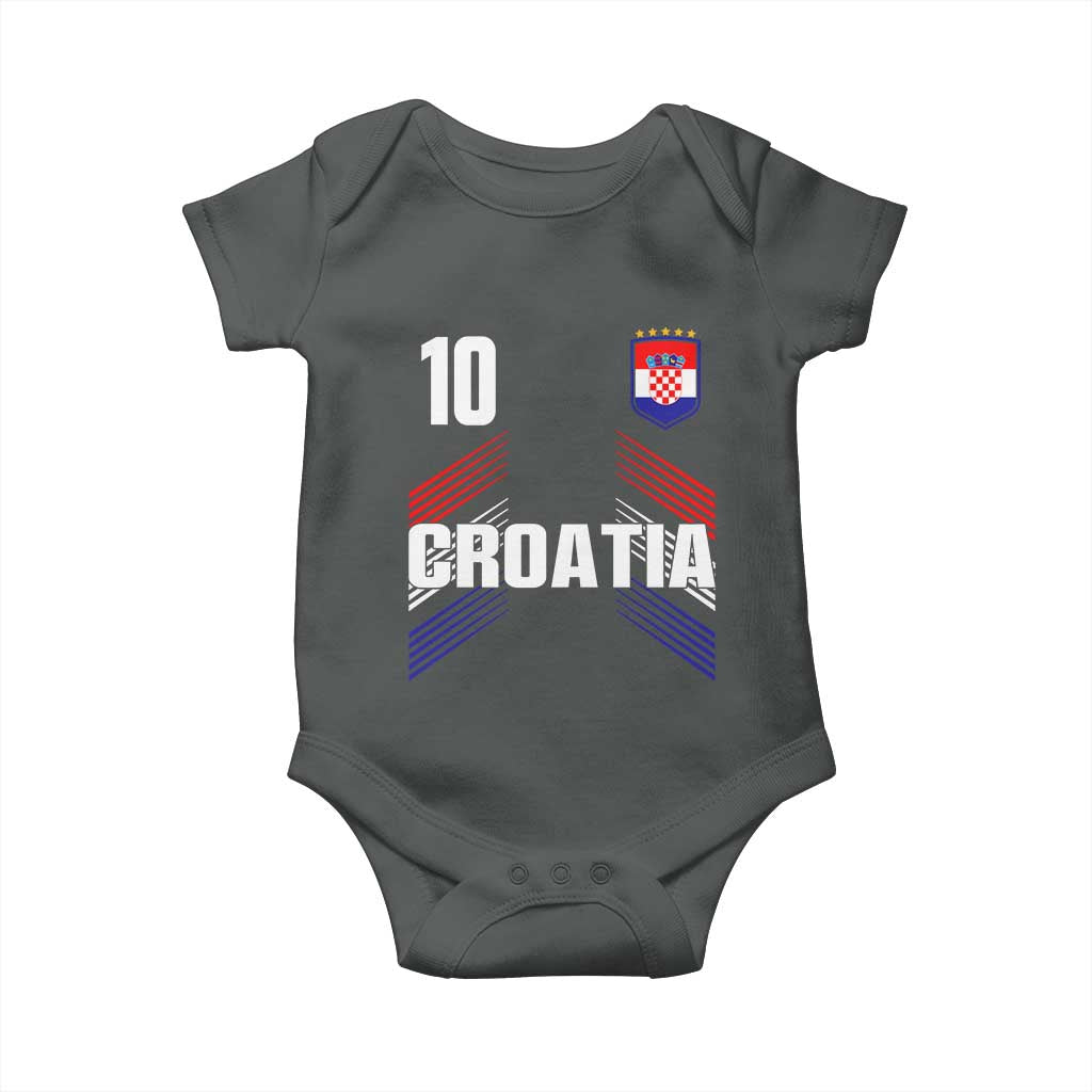 Croatia Soccer Sports Graphic Number 10 Jersey Style Baby Onesie Proud Croatian Football Fans Game Day Pride TS02 Dark Heather Print Your Wear
