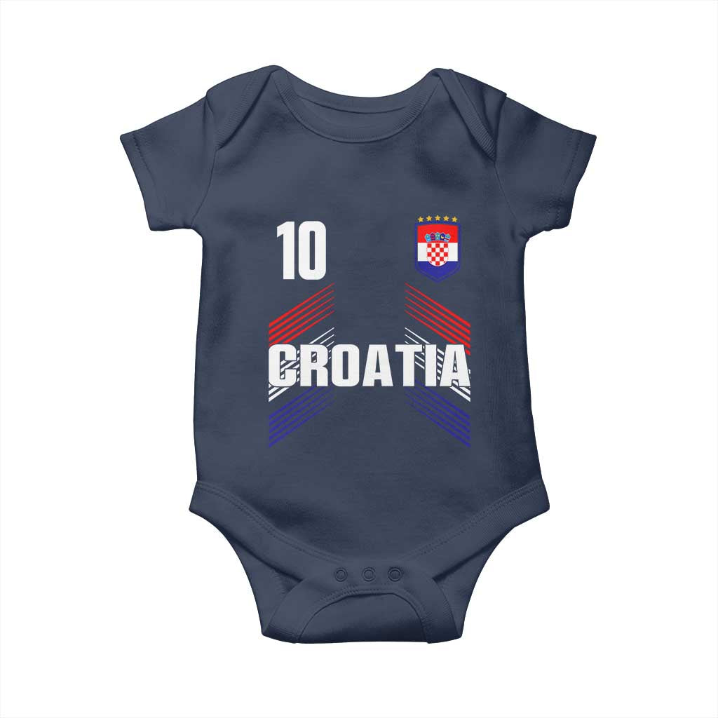 Croatia Soccer Sports Graphic Number 10 Jersey Style Baby Onesie Proud Croatian Football Fans Game Day Pride TS02 Navy Print Your Wear