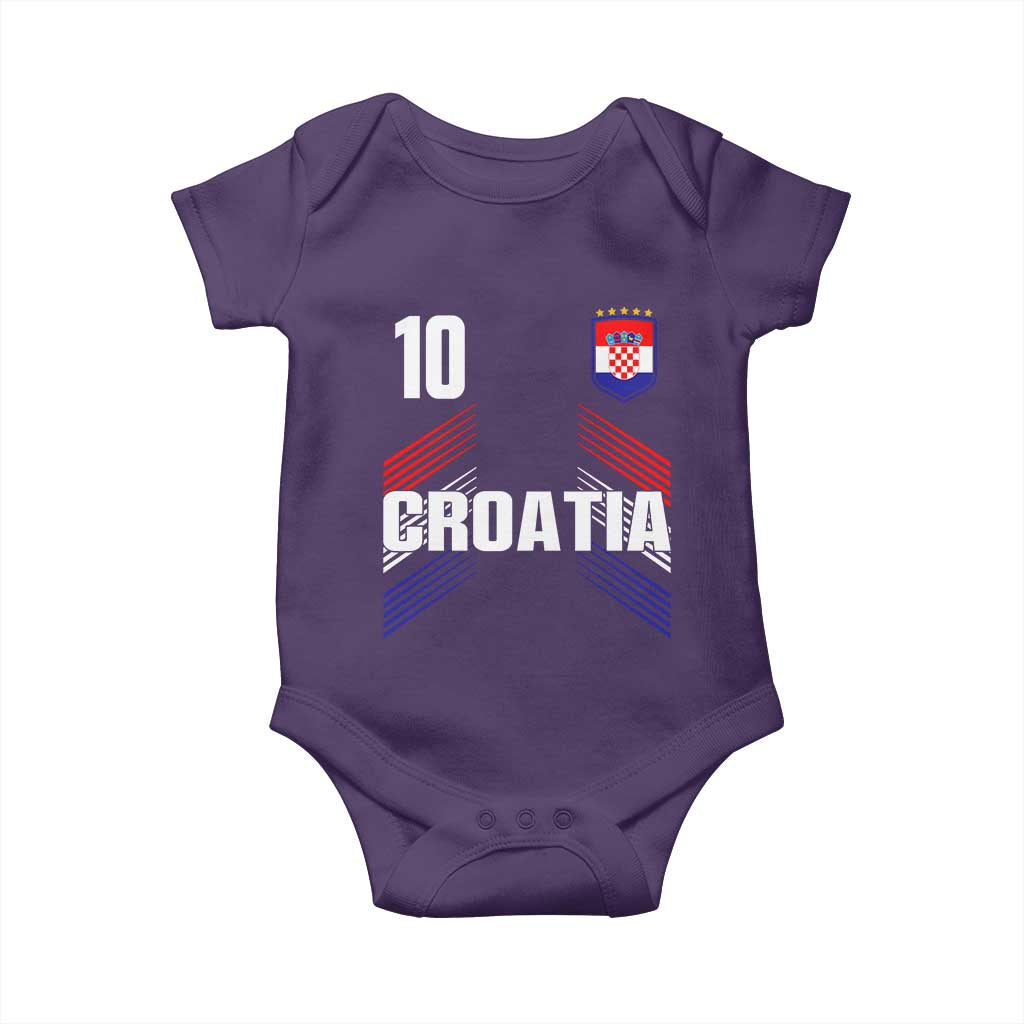 Croatia Soccer Sports Graphic Number 10 Jersey Style Baby Onesie Proud Croatian Football Fans Game Day Pride TS02 Purple Print Your Wear