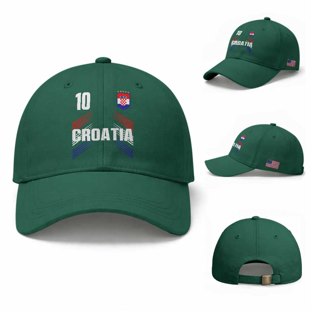 Croatia Soccer Sports Graphic Number 10 Jersey Style Baseball Cap Proud Croatian Football Fans Game Day Pride TS02 Baseball Cap Universal Fit Irish Green Print Your Wear
