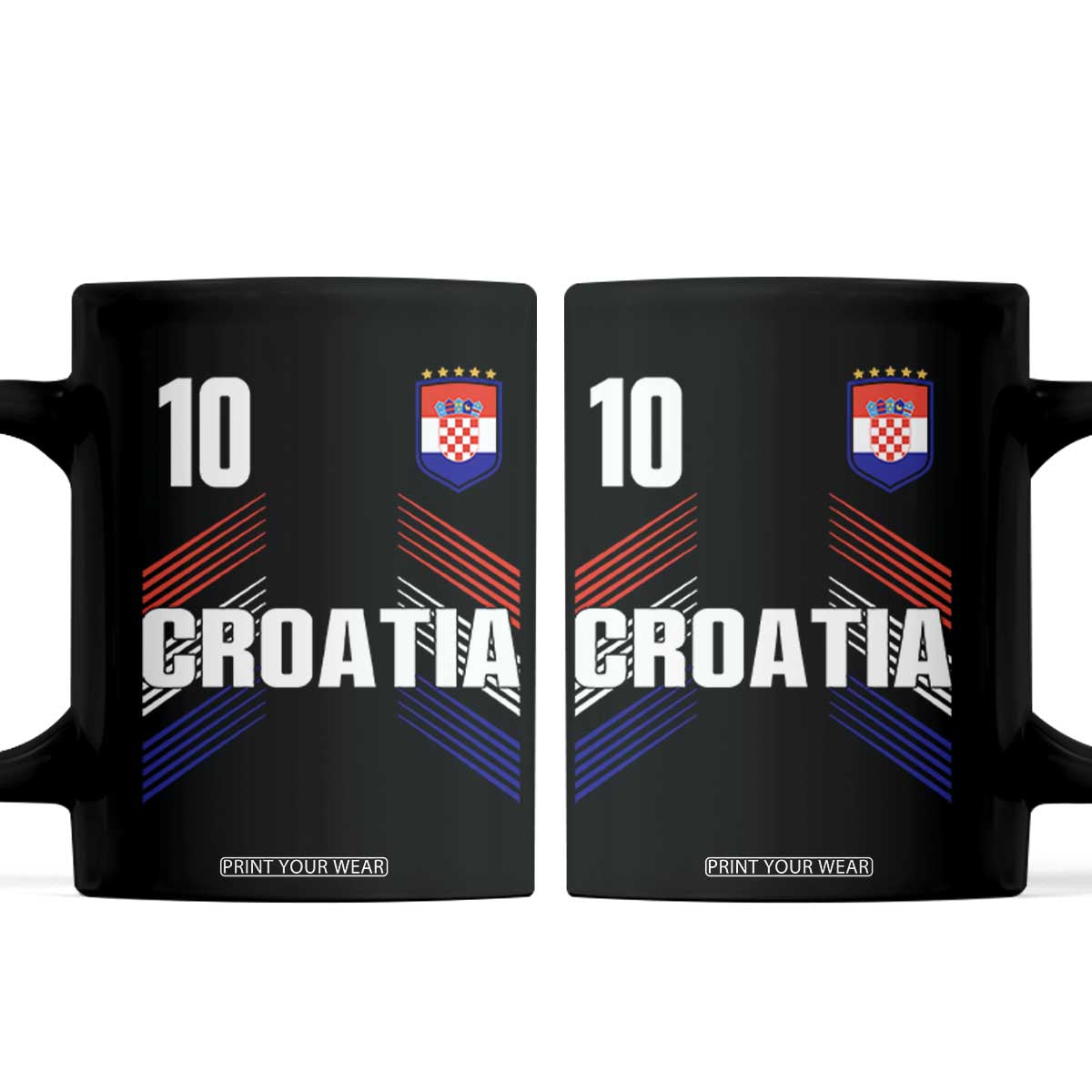 Croatia Soccer Sports Graphic Number 10 Jersey Style Coffee Mug Proud Croatian Football Fans Game Day Pride TS02 Black Print Your Wear