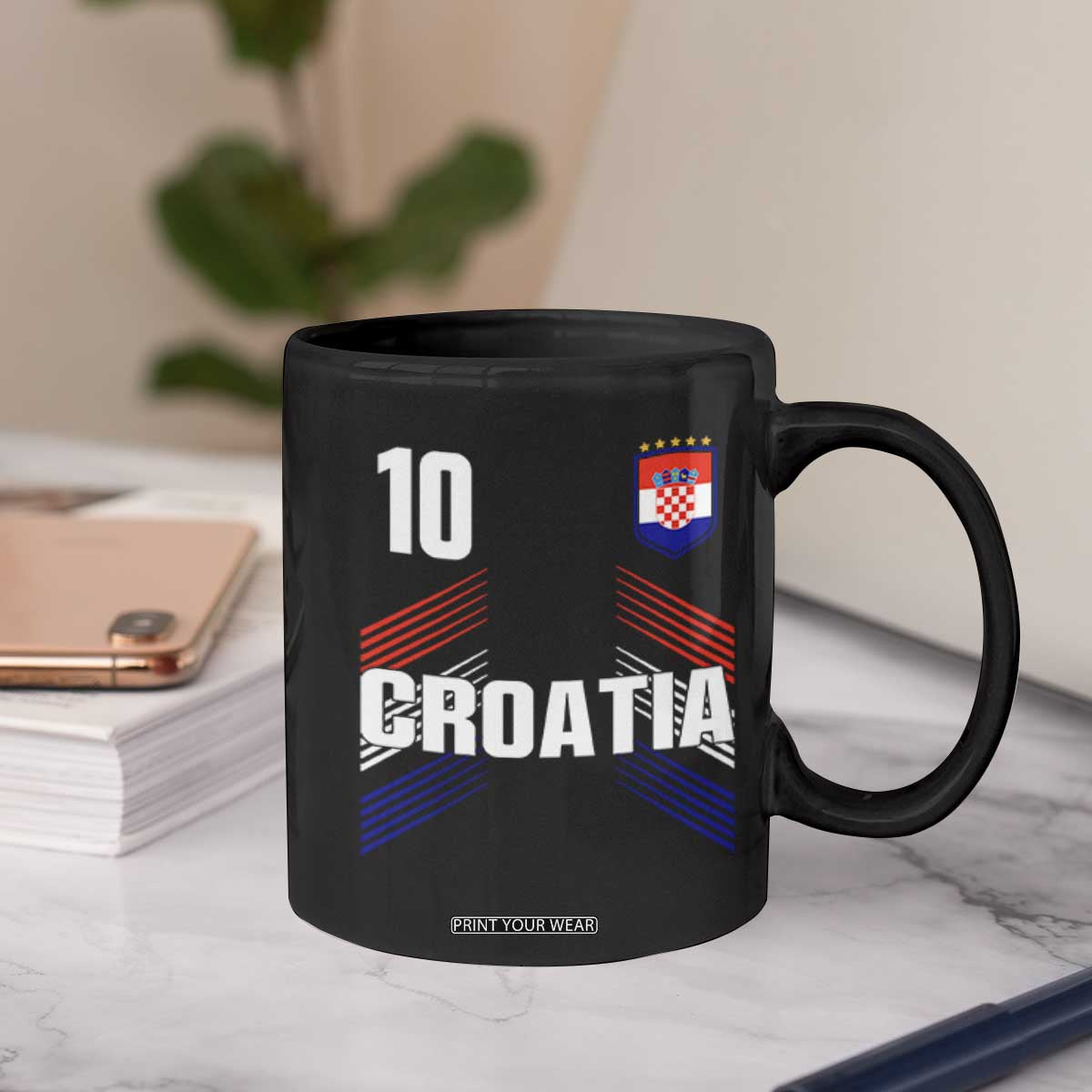 Croatia Soccer Sports Graphic Number 10 Jersey Style Coffee Mug Proud Croatian Football Fans Game Day Pride TS02 Print Your Wear
