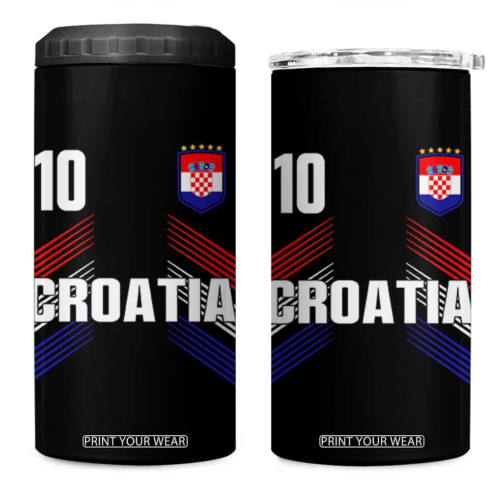 Croatia Soccer Sports Graphic Number 10 Jersey Style 4 in 1 Can Cooler Tumbler Proud Croatian Football Fans Game Day Pride TS02 One Size: 16 oz Black Print Your Wear
