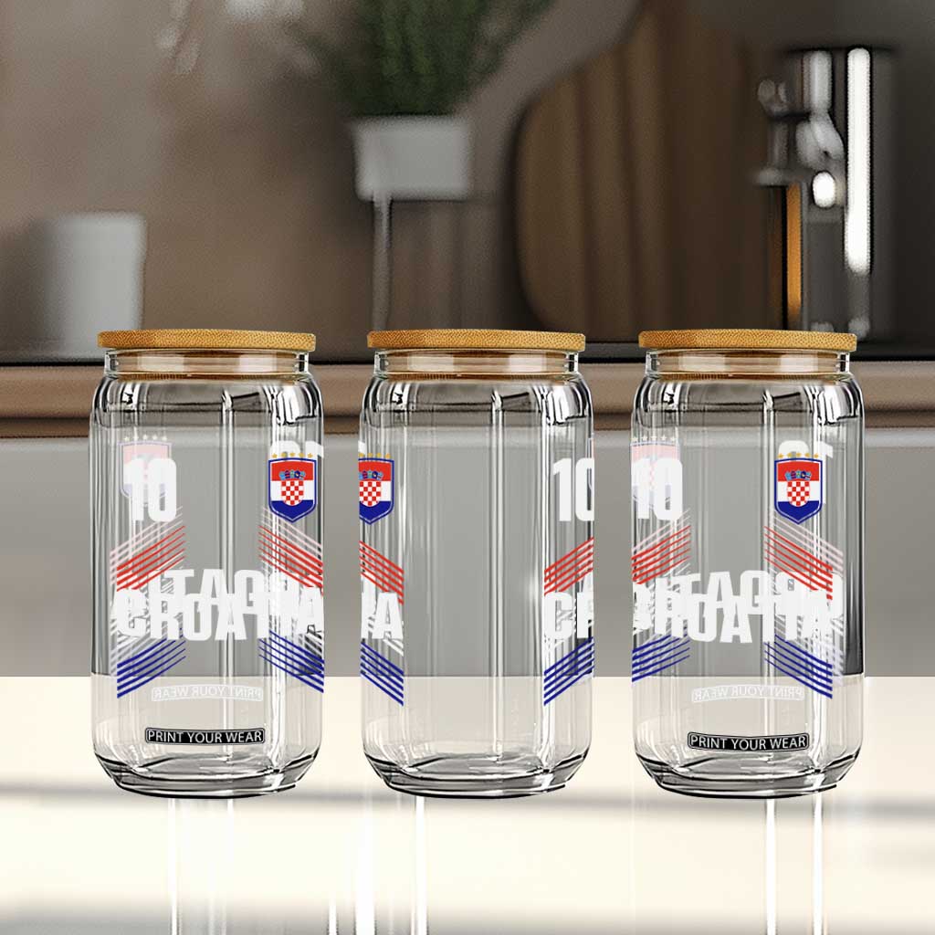 Croatia Soccer Sports Graphic Number 10 Jersey Style Glass Can Proud Croatian Football Fans Game Day Pride TS02 Print Your Wear