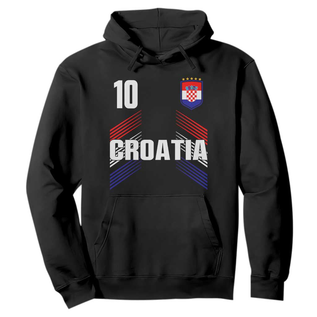 Croatia Soccer Sports Graphic Number 10 Jersey Style Hoodie Proud Croatian Football Fans Game Day Pride TS02 Black Print Your Wear