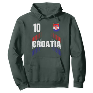 Croatia Soccer Sports Graphic Number 10 Jersey Style Hoodie Proud Croatian Football Fans Game Day Pride TS02 Dark Forest Green Print Your Wear