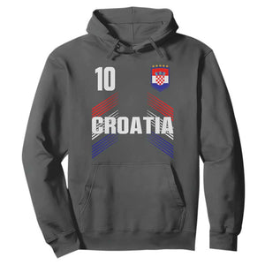 Croatia Soccer Sports Graphic Number 10 Jersey Style Hoodie Proud Croatian Football Fans Game Day Pride TS02 Dark Heather Print Your Wear