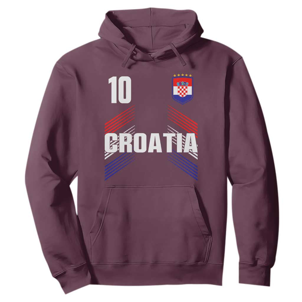 Croatia Soccer Sports Graphic Number 10 Jersey Style Hoodie Proud Croatian Football Fans Game Day Pride TS02 Maroon Print Your Wear