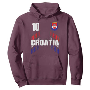 Croatia Soccer Sports Graphic Number 10 Jersey Style Hoodie Proud Croatian Football Fans Game Day Pride TS02 Maroon Print Your Wear