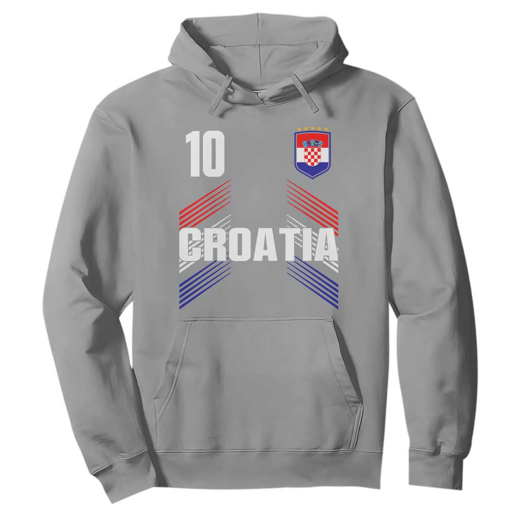 Croatia Soccer Sports Graphic Number 10 Jersey Style Hoodie Proud Croatian Football Fans Game Day Pride TS02 Sport Gray Print Your Wear