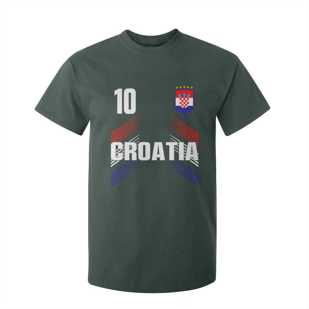 Croatia Soccer Sports Graphic Number 10 Jersey Style T Shirt For Kid Proud Croatian Football Fans Game Day Pride TS02 Dark Forest Green Print Your Wear