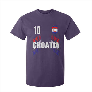 Croatia Soccer Sports Graphic Number 10 Jersey Style T Shirt For Kid Proud Croatian Football Fans Game Day Pride TS02 Purple Print Your Wear