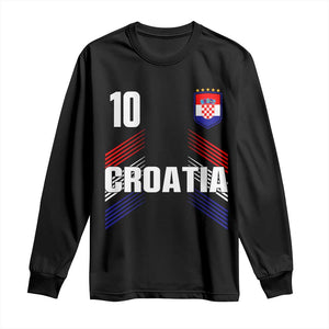 Croatia Soccer Sports Graphic Number 10 Jersey Style Long Sleeve Shirt Proud Croatian Football Fans Game Day Pride TS02 Black Print Your Wear