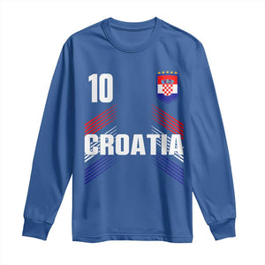 Croatia Soccer Sports Graphic Number 10 Jersey Style Long Sleeve Shirt Proud Croatian Football Fans Game Day Pride TS02 Royal Blue Print Your Wear