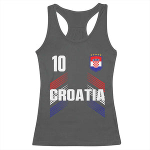 Croatia Soccer Sports Graphic Number 10 Jersey Style Racerback Tank Top Proud Croatian Football Fans Game Day Pride TS02 Dark Heather Print Your Wear