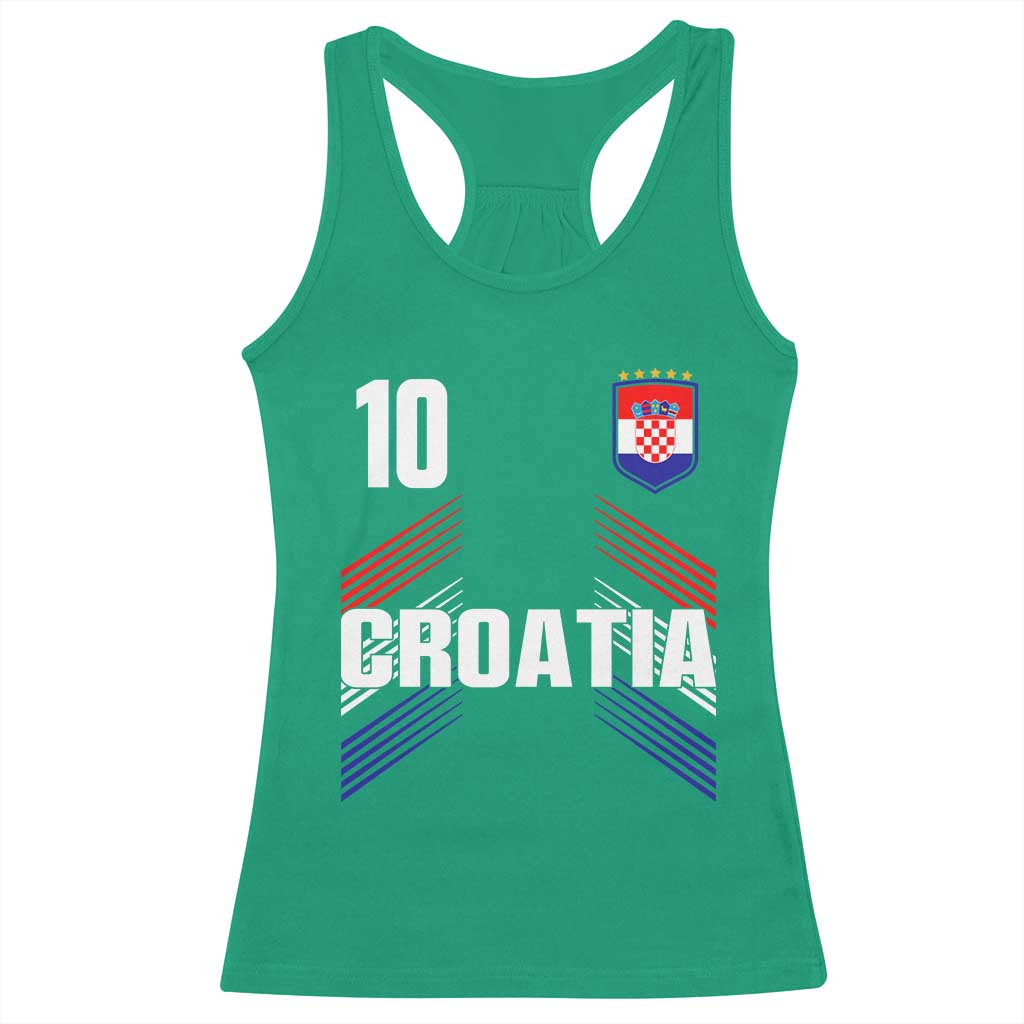 Croatia Soccer Sports Graphic Number 10 Jersey Style Racerback Tank Top Proud Croatian Football Fans Game Day Pride TS02 Irish Green Print Your Wear