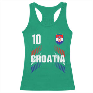 Croatia Soccer Sports Graphic Number 10 Jersey Style Racerback Tank Top Proud Croatian Football Fans Game Day Pride TS02 Irish Green Print Your Wear