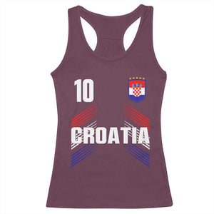 Croatia Soccer Sports Graphic Number 10 Jersey Style Racerback Tank Top Proud Croatian Football Fans Game Day Pride TS02 Maroon Print Your Wear