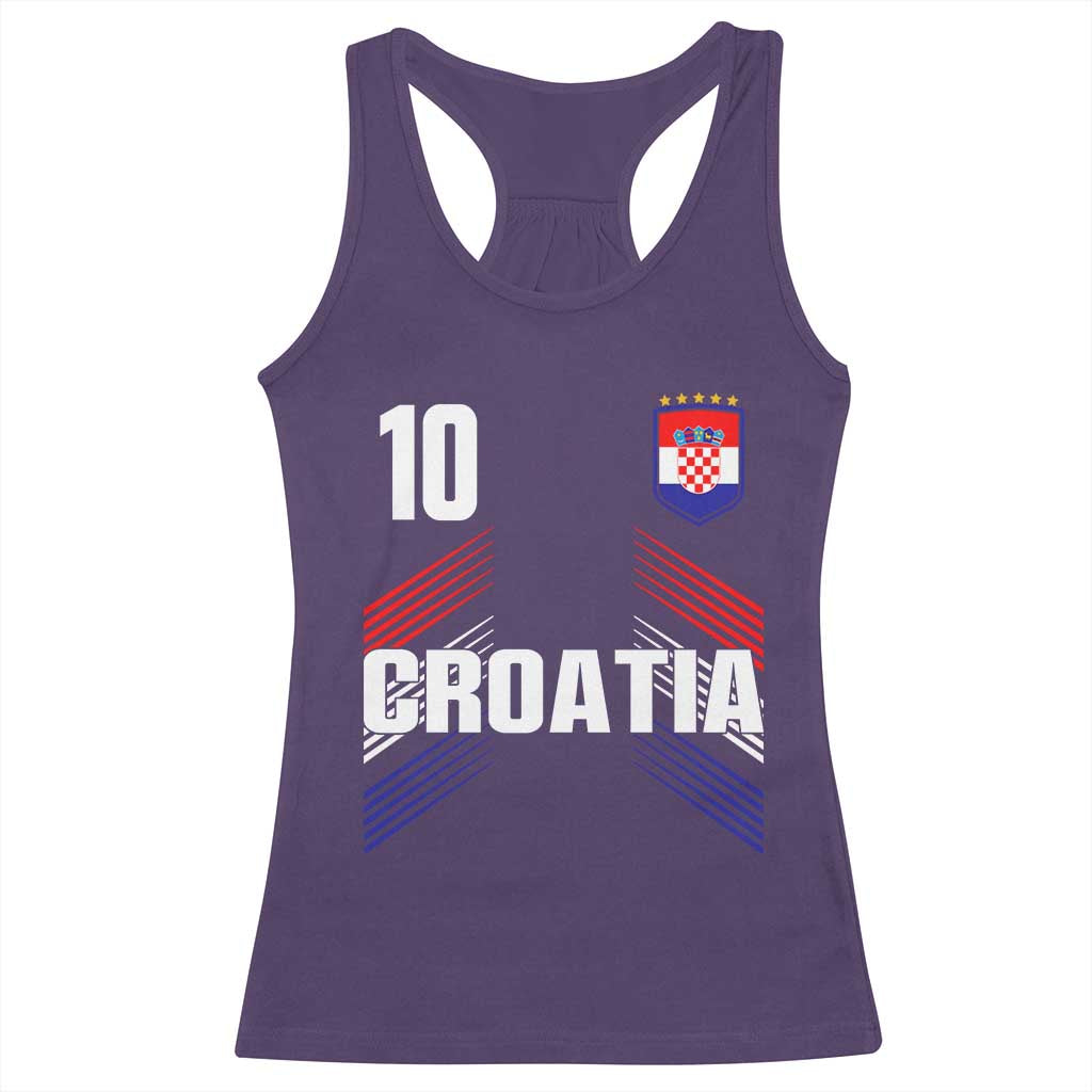 Croatia Soccer Sports Graphic Number 10 Jersey Style Racerback Tank Top Proud Croatian Football Fans Game Day Pride TS02 Purple Print Your Wear