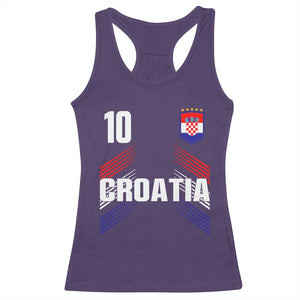 Croatia Soccer Sports Graphic Number 10 Jersey Style Racerback Tank Top Proud Croatian Football Fans Game Day Pride TS02 Purple Print Your Wear