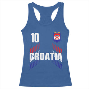 Croatia Soccer Sports Graphic Number 10 Jersey Style Racerback Tank Top Proud Croatian Football Fans Game Day Pride TS02 Royal Blue Print Your Wear